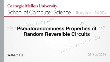 William He: Pseudorandomness Properties of Random Reversible Circuits
