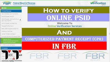 How To Verify Online PSID/CPR Of Tax Deposited Verification  In FBR #cpr #psid