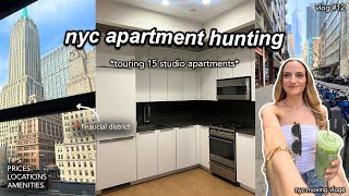 moving to nyc vlog 12. apartment hunting! tour 15 studio apartments with me in FiDi + prices