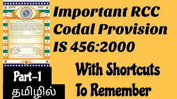 Important RCC Codal Provision in Tamil Part-1| IS 456:2000|Shortcuts To Remember |