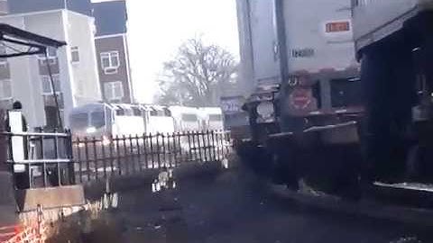 NS Intermodal Train Meets NJ Transit At Bound Brook