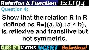 Class 12 Ex 1.1 Q 4 Math | Relation & Function | Q4 Ex 1.1 Class 12 Math | ex1.1 q 4 Class 12
