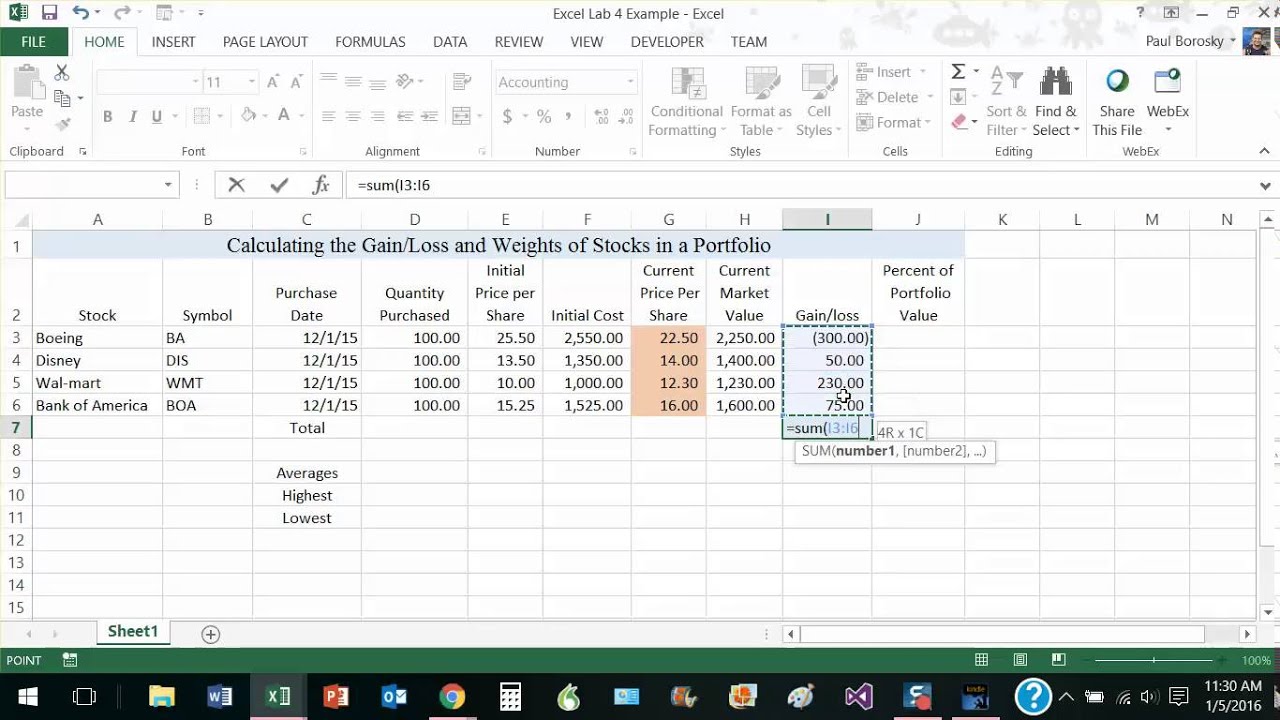 How to Calculate Gain and Loss on a Stock