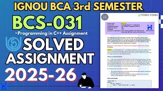 BCS-031 Solved Assignment July-25/Jan-26 | IGNOU BCA (3rd Sem) Assignment Solutions (2025-2026)