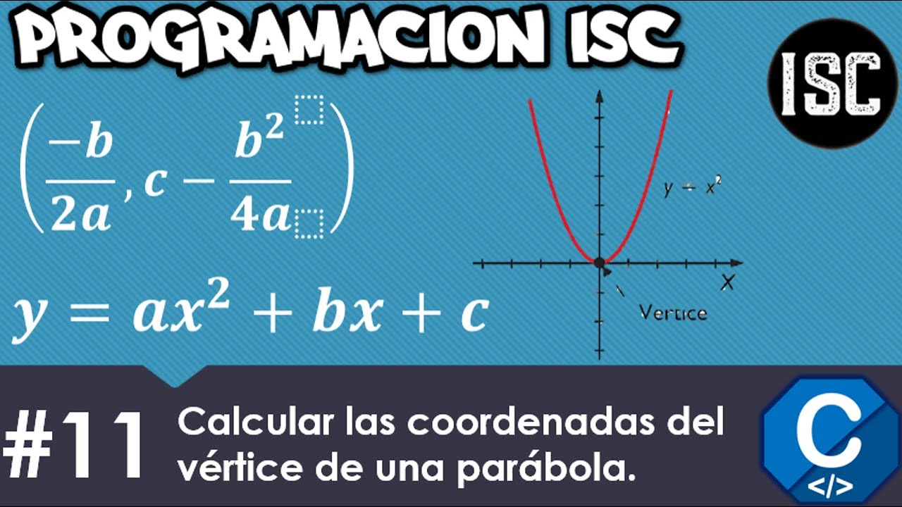 Calcular las coordenadas del vértice de una parábola.(Lenaguaje C