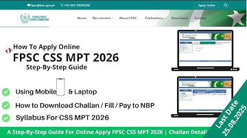 How to Apply FPSC CSS MPT 2026 | Step-By-Step Guide | Challan | Syllabus |