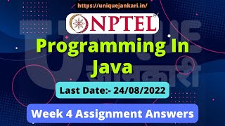 NPTEL Programming In Java assignment 4 Quiz Answers 2022 || Unique Jankari.