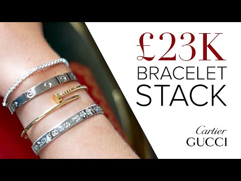 Cartier love bracelet cuff stacked