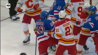 Artemi Panarin retaliates on Martin Pospisil causing scrum