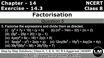 Factorisation | Class 8 Exercise 14.3 Question 5 | NCERT | Learn Maths