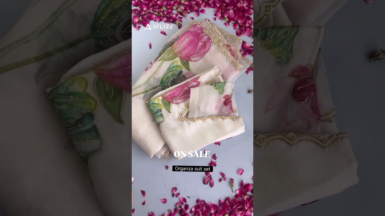 Organza Suit Set on Sale | Elegant Floral Handwork | Aylize Collection 