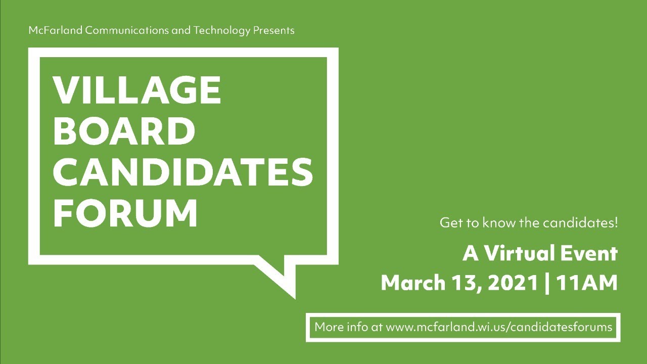 McFarland Village Board Candidates Forum 2021 YouTube