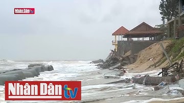 Mưa lũ làm sập tuyến kè biển Nhật Lệ, tỉnh Quảng Bình