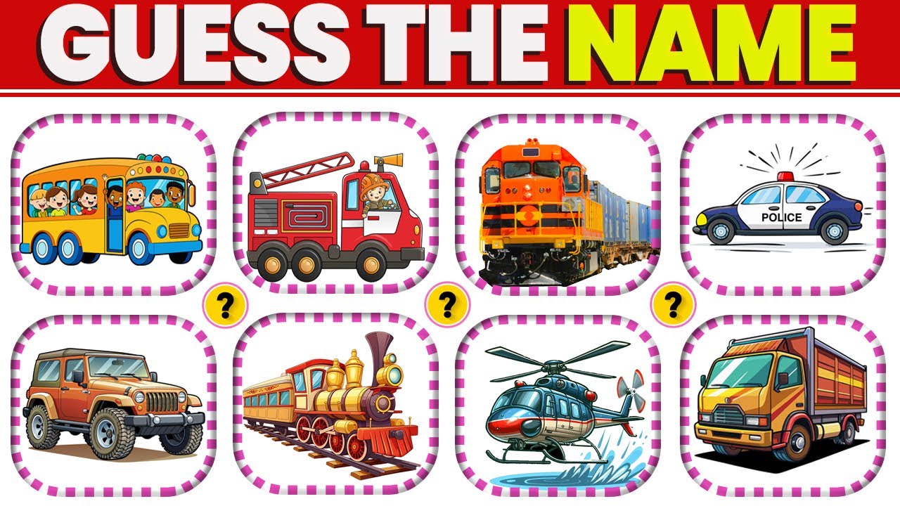 Guess the Vehicle Name 🚗🚒🚆 | Fun Transport Quiz for Kids | Learn Vehicle Names | Kids Learning Game