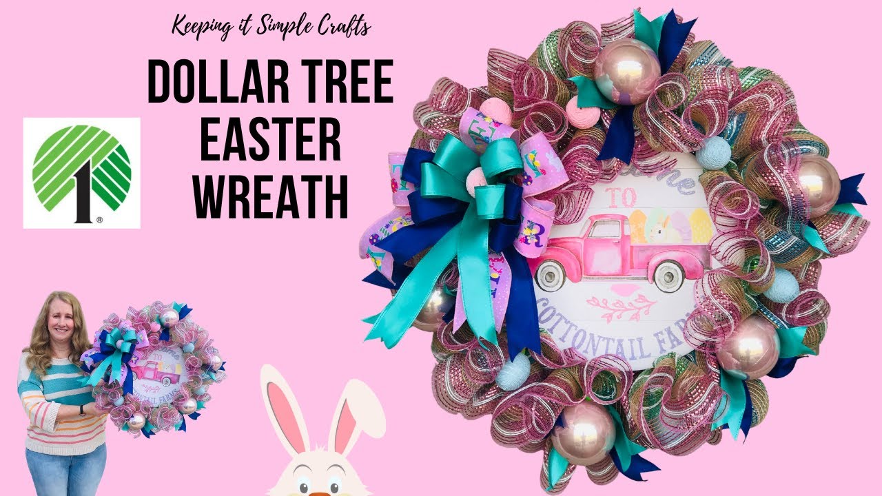 DOLLAR TREE EASTER WREATH DIY 🐰 EASY & INEXPENSIVE EASTER CRAFTS ...