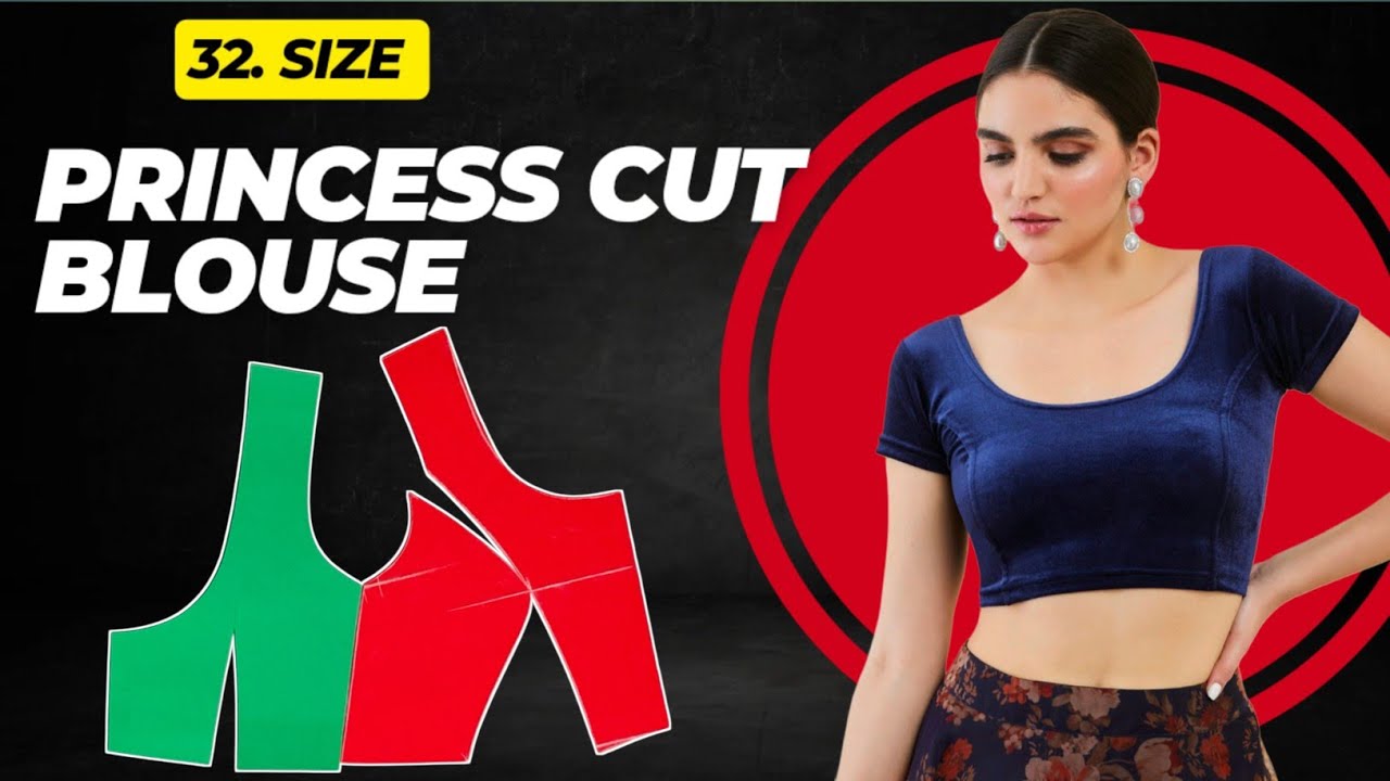 32 Size Princess Cut Deep Neck Blouse Cutting
