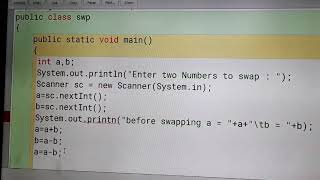 Swap two numbers without using third variable Bluej