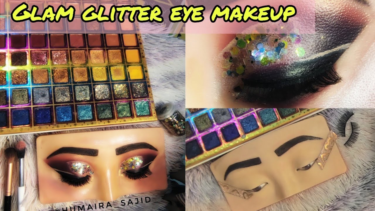 glam glitter eye makeup ||step by step tutorial || cut crease look ...