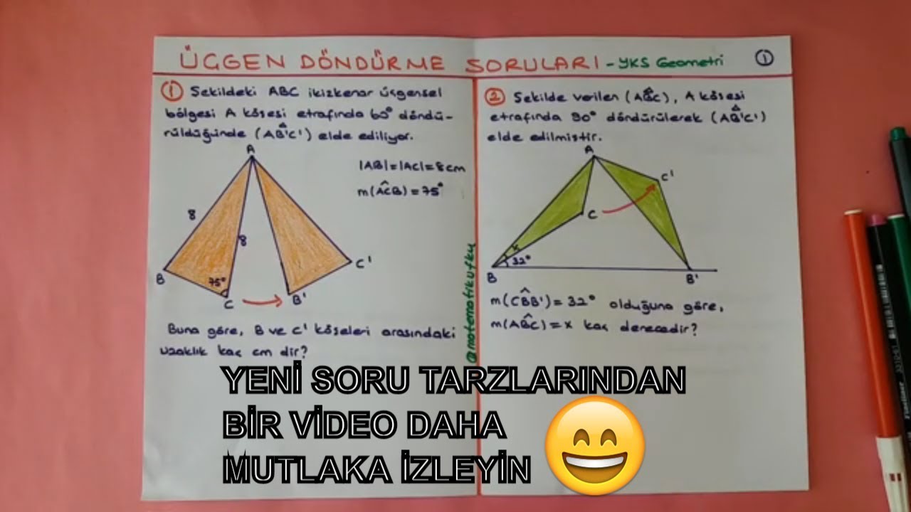 ÜÇGEN DÖNDÜRME SORULARI / YKS 2020 GEOMETRİ