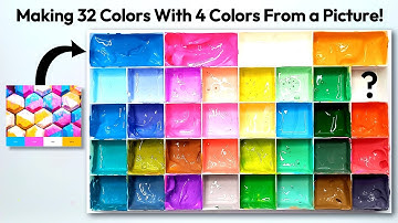 How to Make 32 Colors from just 4 Colors! (Part 2) | Satisfying color mixing ASMR 👌