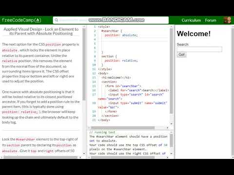 Applied Visual Design   Lock an Element to its Parent with Absolute Positioning free code camp   Dan