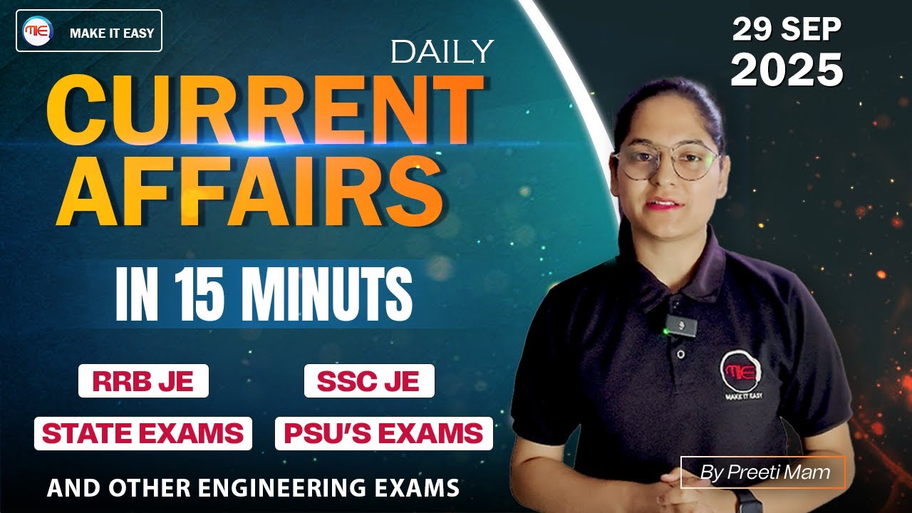 29 September Current Affairs | Daily Current affairs for SSC JE 2025 ...