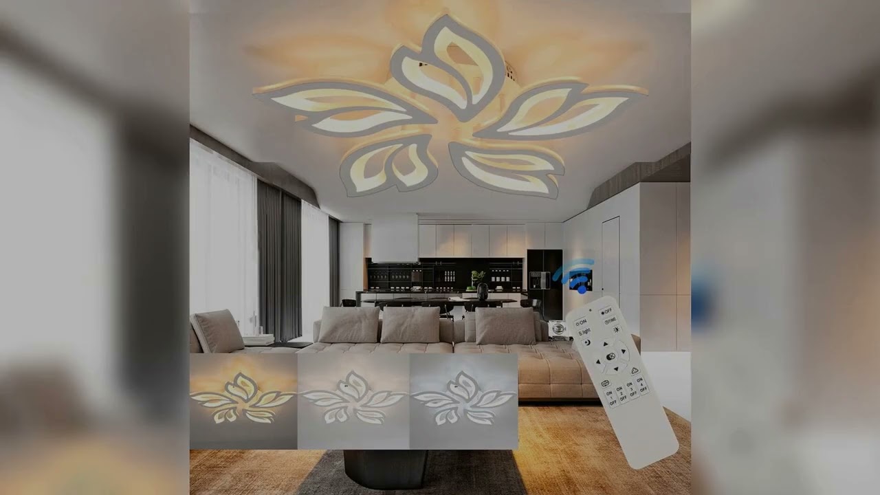 A must-have product! 30W LED Ceiling Light, Flower-Shaped Modern Ceiling Light, dimmable with remo