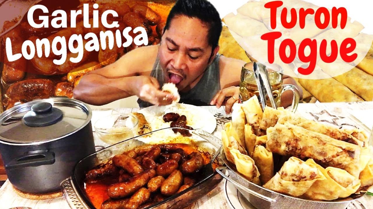 GARLIC LONGGANISA at PRITONG TURON/LUMPIANG TOGUE!!! Filipino Food. MUKBANG.