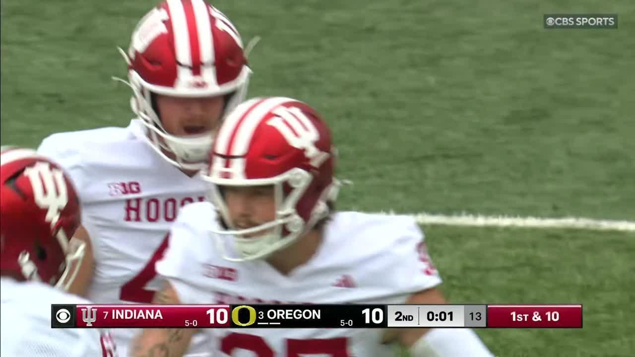 Brendan Franke's 58-YD FG Gets the Hoosiers Leading at the Half vs. Oregon | Indiana Football