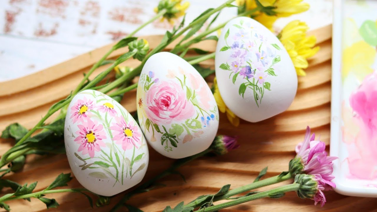 Easter Egg Watercolor and Gouache Floral Painting - YouTube