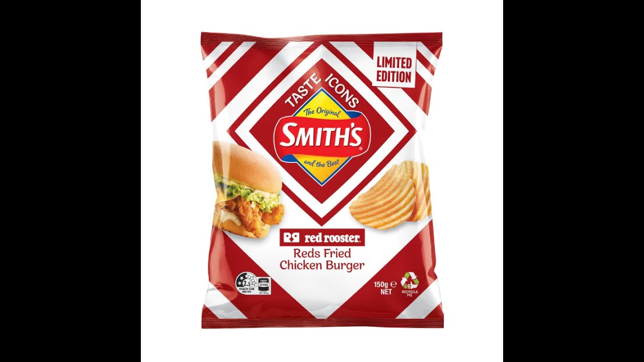 SMITH'S red rooster Reds Fried Chicken Burger chippy review YouTube
