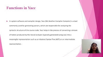 Function in Lex and Yacc