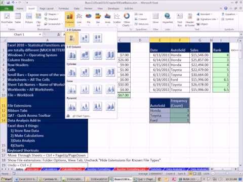 Excel 2010 Statistics 01: Introduction To Excel 2010 For Statistics
