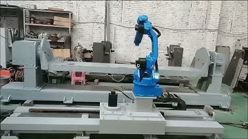 test YASWAKA robot with  single axis welding positioner and guide rail