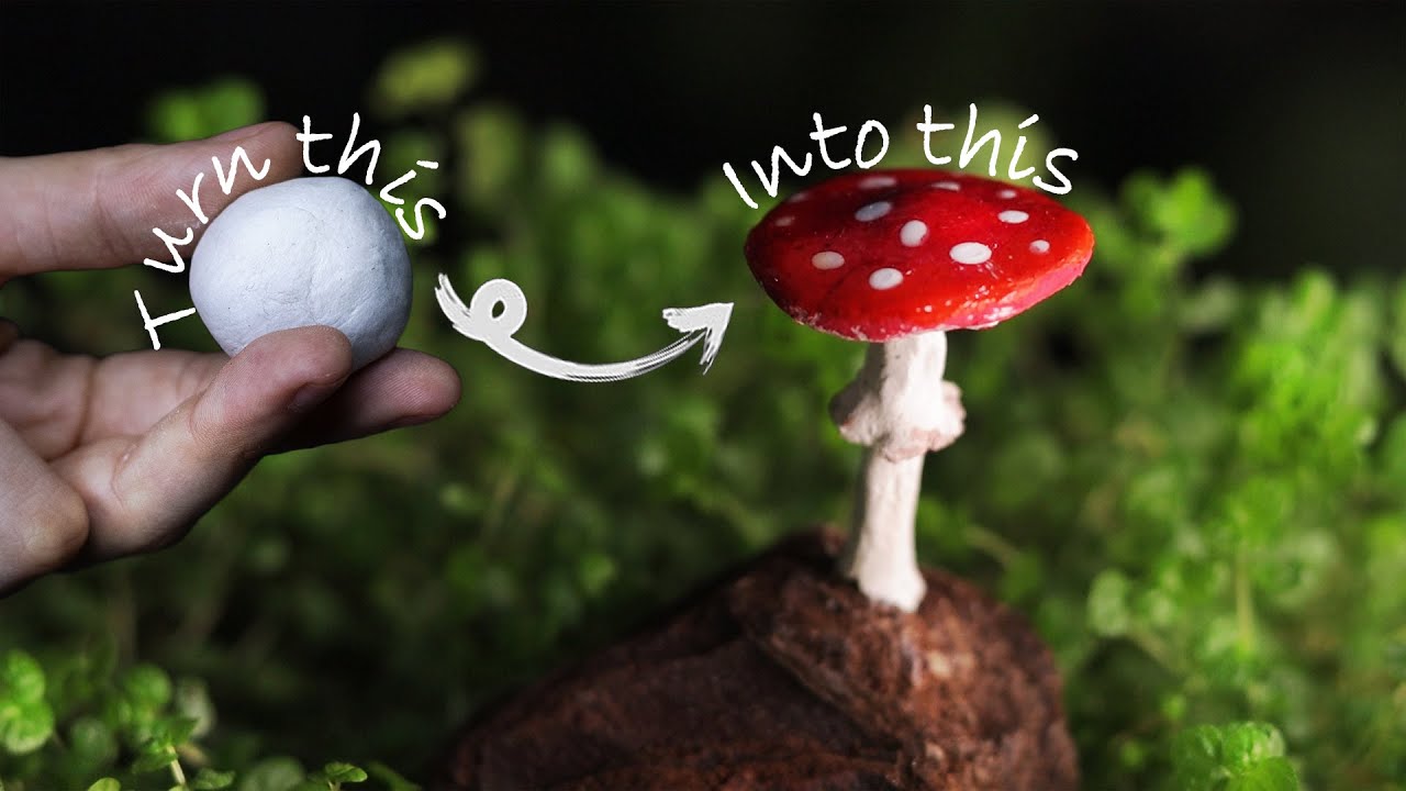 How to make Mushrooms with Air Dry Clay  🍄