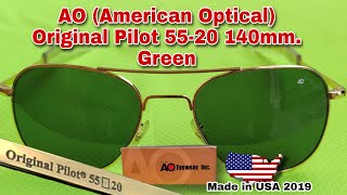 AO (American Optical) Original Pilot 55-20 140mm. Green