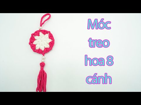 Видео: Hướng dẫn làm chiếc móc treo trang trí bằng len họa tiết hoa 8 cánh | Hoai An Design