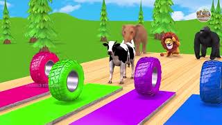 Mystery Door with Elephant, Mammoth, Gorilla, Zombie T-Rex, Cow, Wild Animals Tires Game