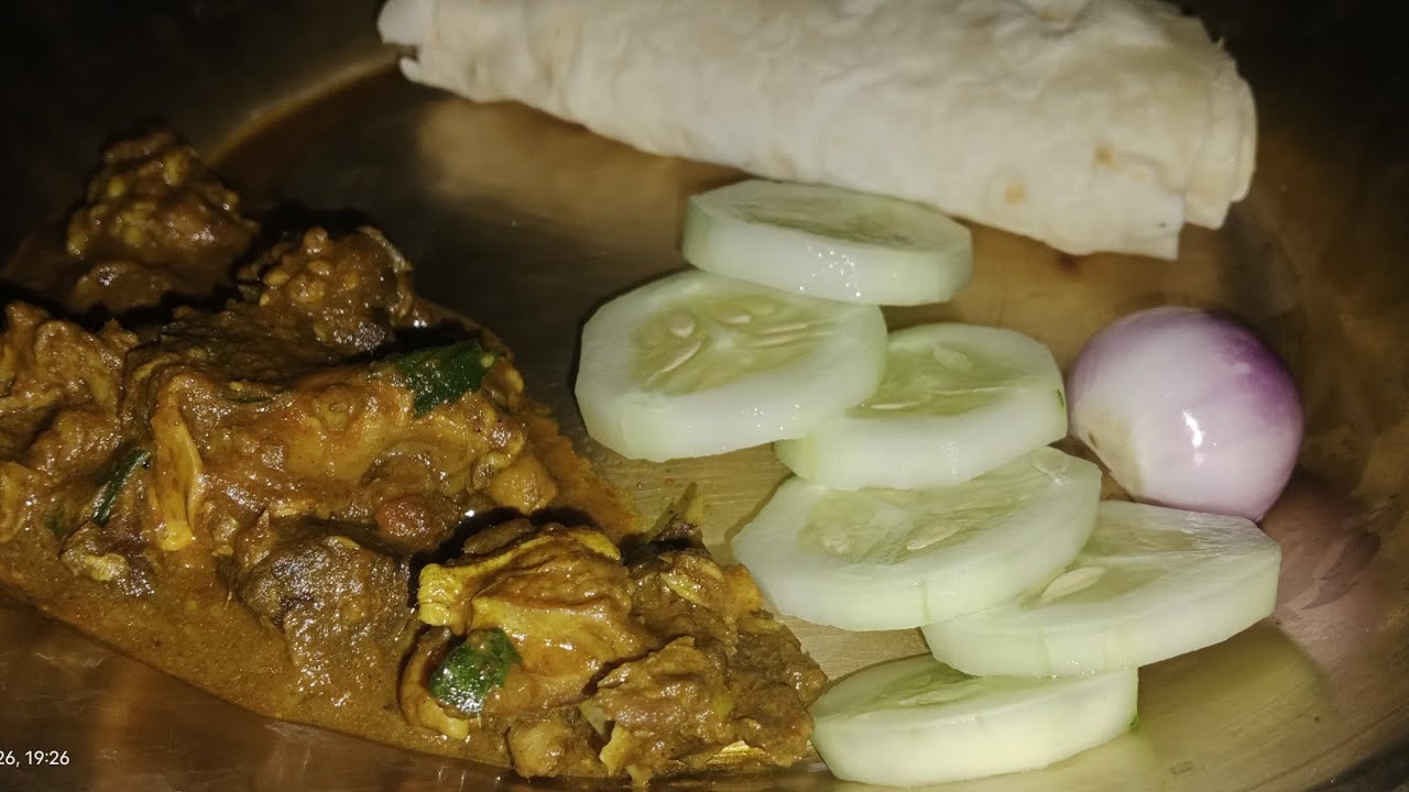 Testy mutton with roti and salad Aadivasi style food blog - YouTube