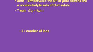 Colligative properties notes ch 14 cont