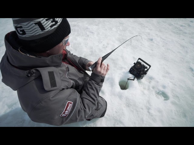 Fishing the new 13 Fishing Magic Man for bluegills on the ice 