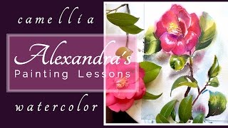 HOW PAINTING FLOWERS. CAMELLIA watercolor painting. Speed painting. Video lesson watercolour HOW PAINTING FLOWERS. CAMELLIA watercolor painting. Speed painting. Video lesson watercolour