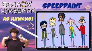 drawing Bojack Horseman characters as humans - SPEEDPAINT