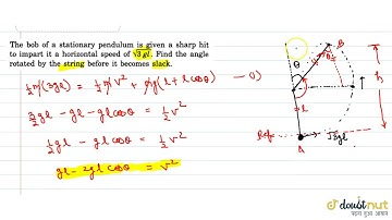 The bob of a stationary pendulum is given a sharp hit to impart it a horizontal speed of sqrt(3g...