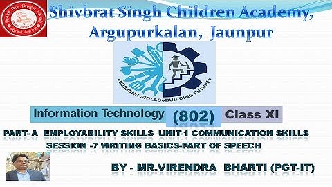 Session 7 Writing Skills- Parts of Speech  Unit 1 Communication Skills Class 11