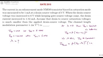 GATE 2015 ECE  find the value of Channel Length Modulation of NMOS FET
