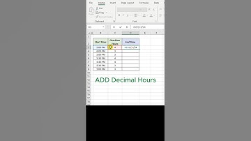 Add Decimal hours in Excel