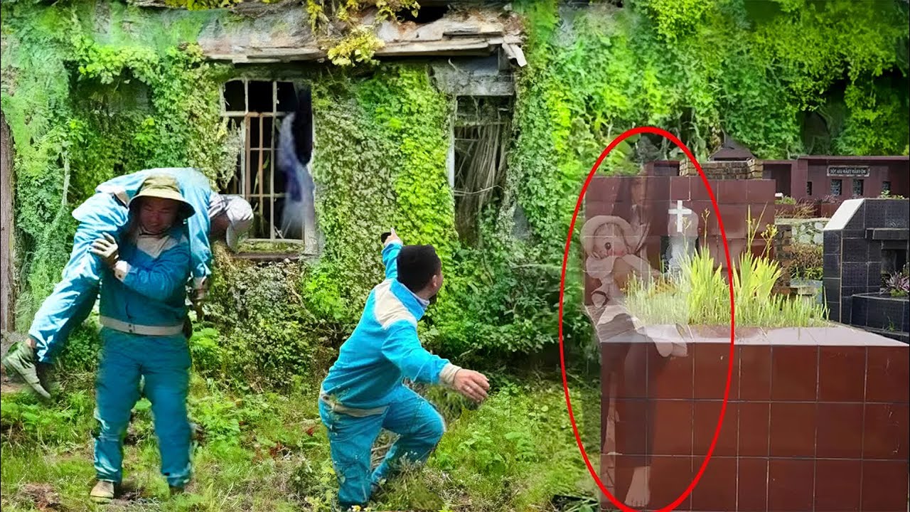Time-Lapse: Cleaning an Abandoned Tomb — Shocking Ghost Figure Appears Behind the Grave! 👻