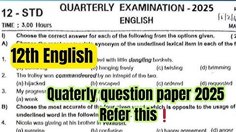 12th English quarterly question paper 2025
