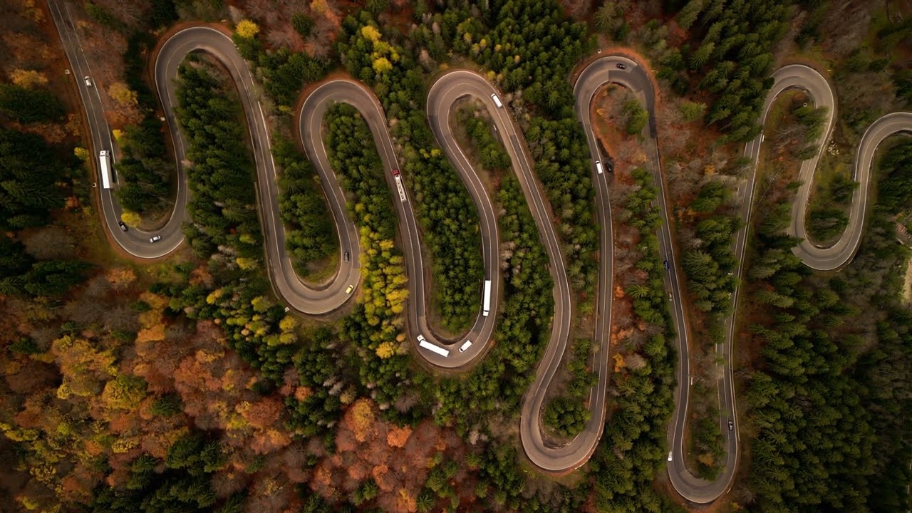 Serpentine Road in Romania